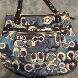 Authentic Shades of Blue Coach Shoulder Hobo